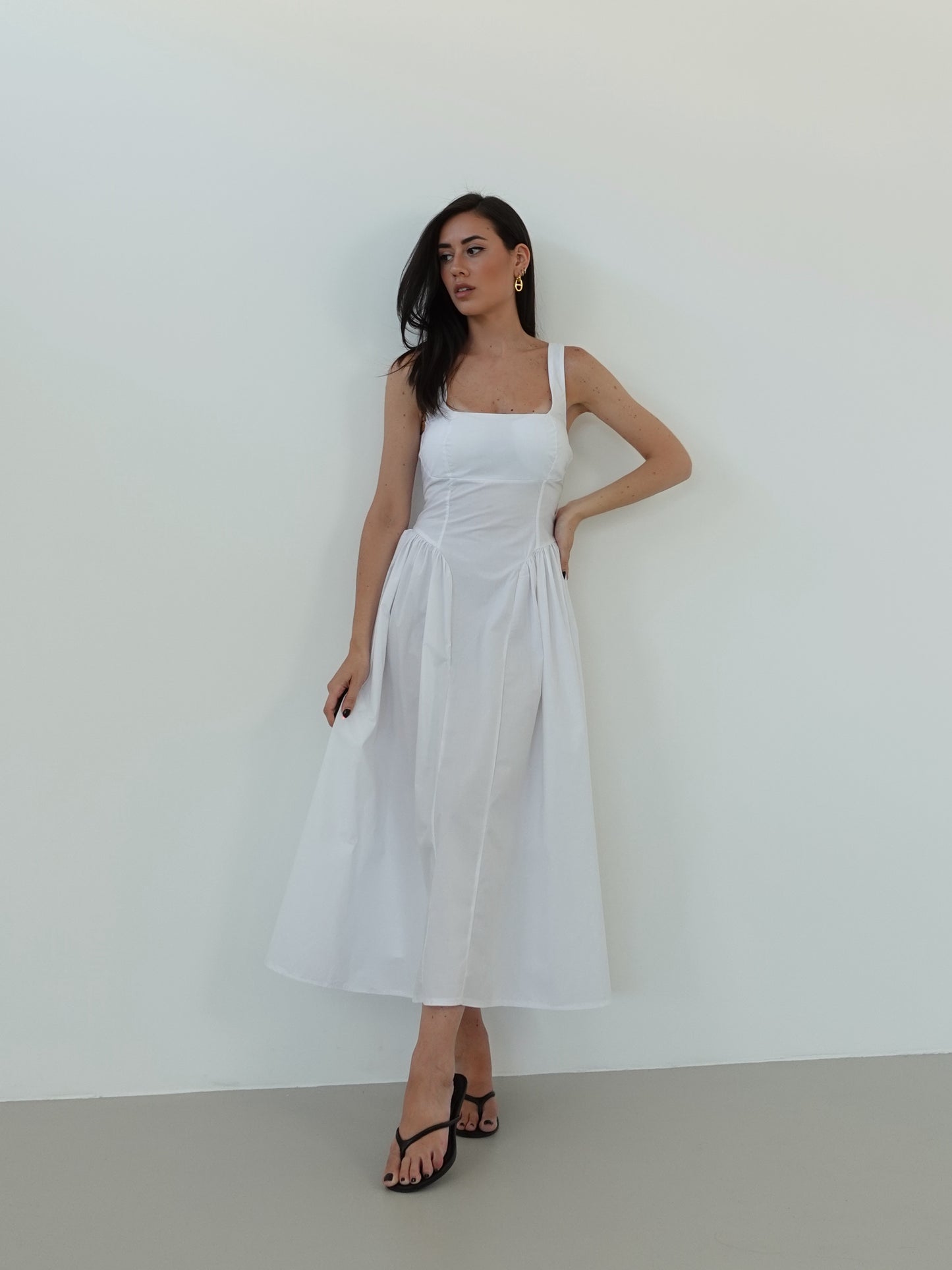 LONG DRESS BON TON IN COTONE - BIANCO 7000