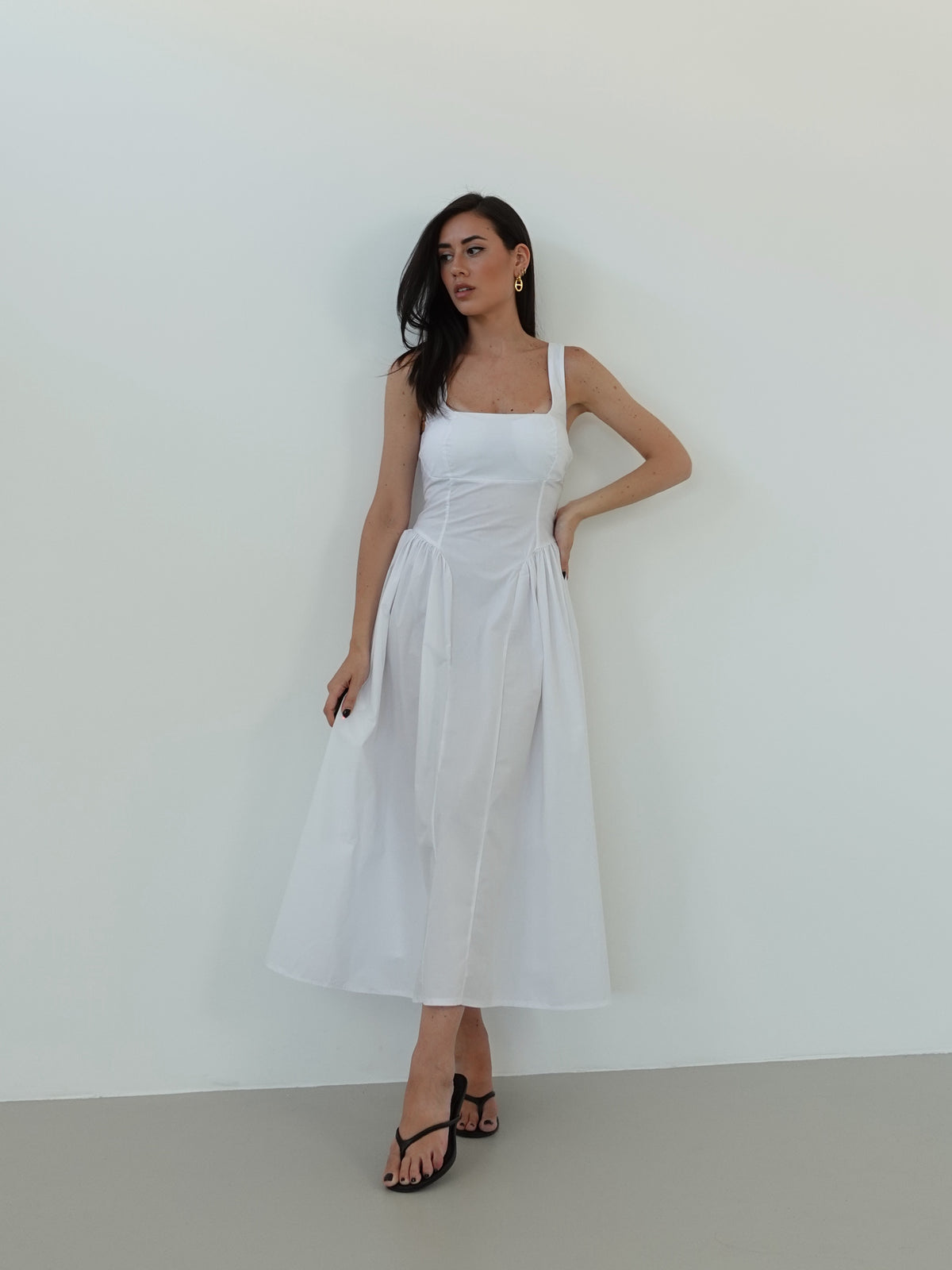 LONG DRESS BON TON IN COTONE - BIANCO 7000