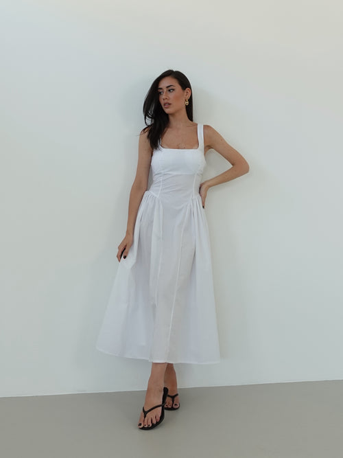 LONG DRESS BON TON IN COTONE - BIANCO 7000