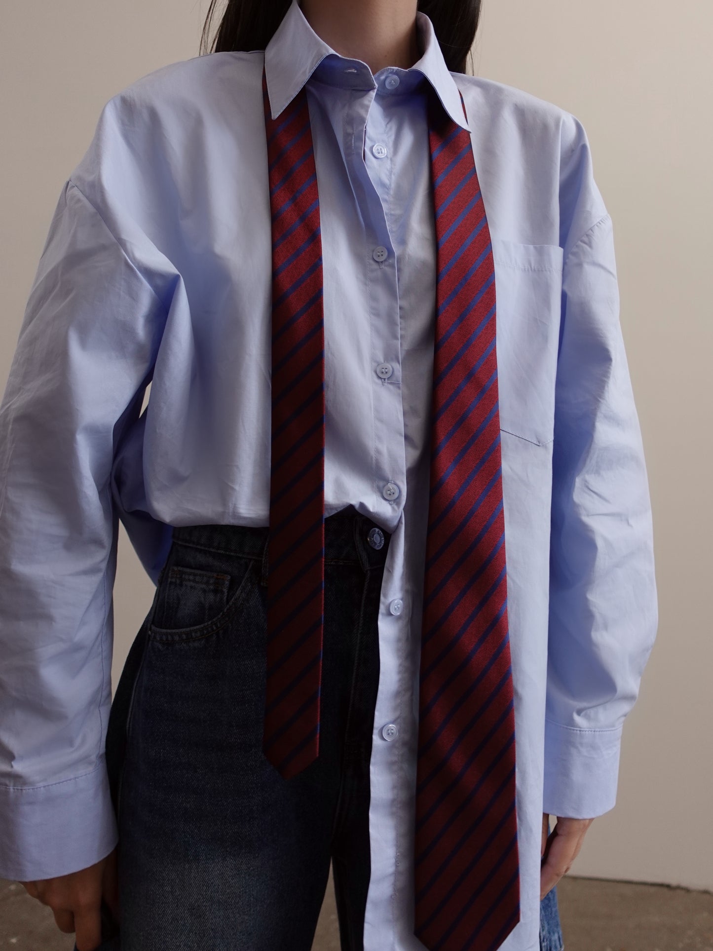 CRAVATTA MAN A RIGHE - BURGUNDY/BLU