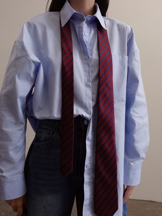 CRAVATTA MAN A RIGHE - BURGUNDY/BLU