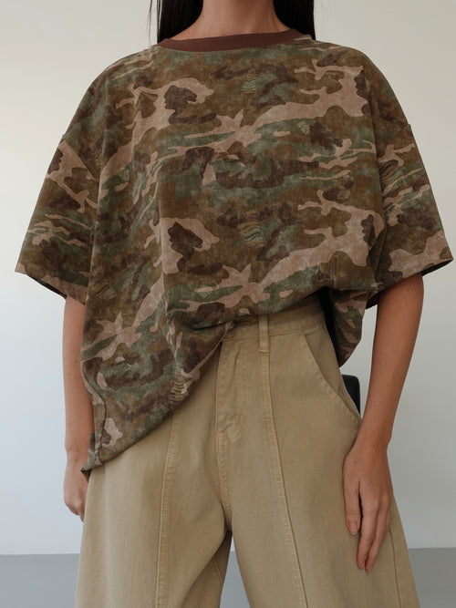 T-SHIRT OVERSIZED CAMOUFLAGE - MARRONE 10601