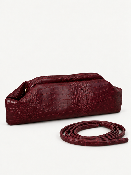 BAGUETTE CROCO IN ECOPELLE - BORDEAUX