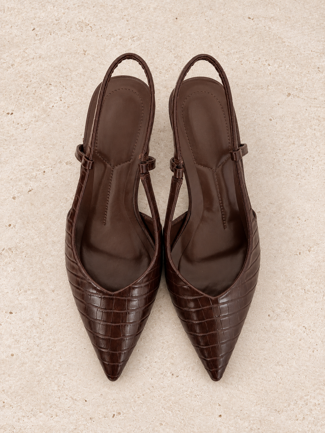 SLINGBACK KITTEN CROCO - MARRONE M870