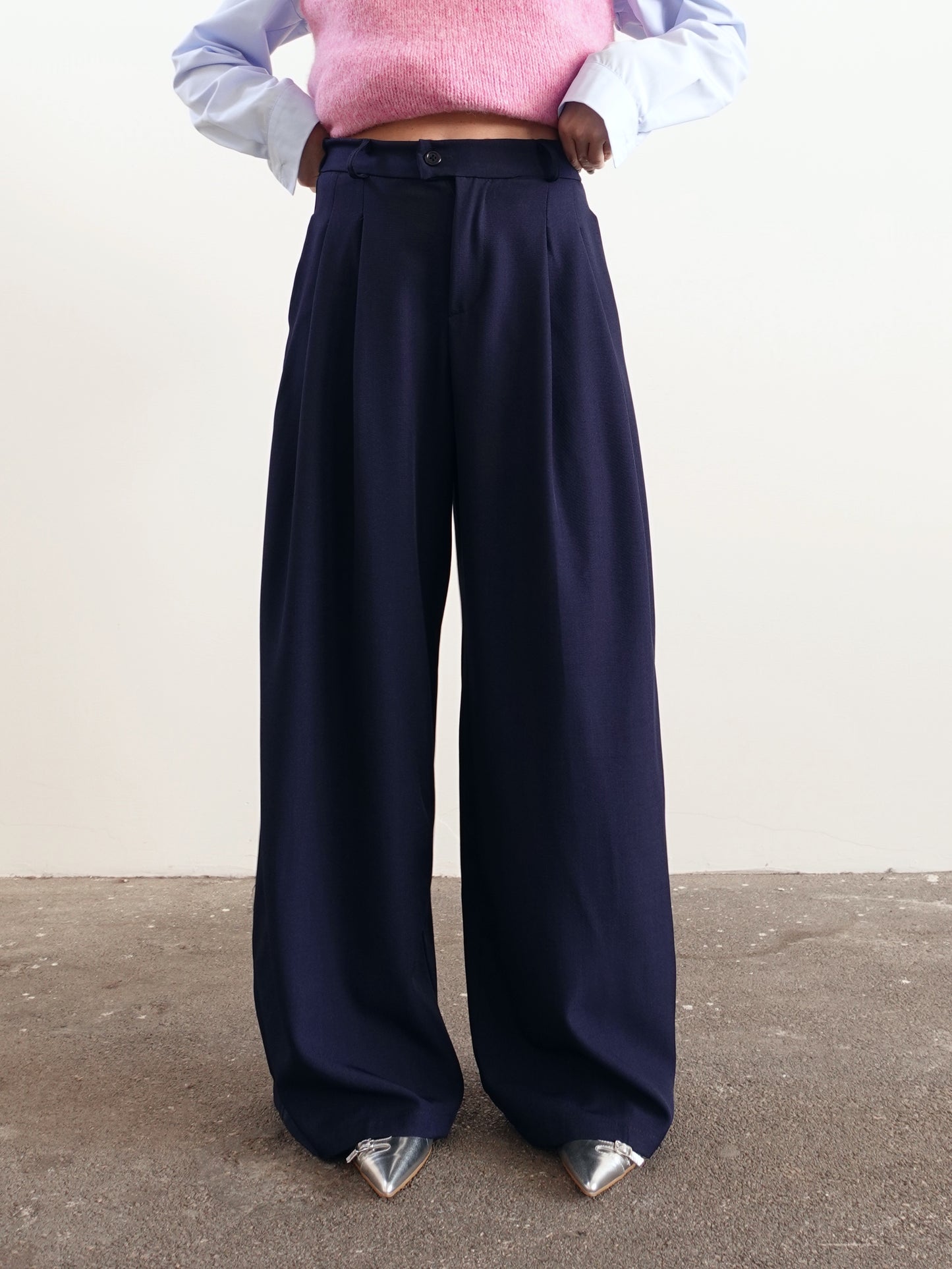 PANTALONI CLASSIC WIDE LEG BALLOON FIT - BLU 6271