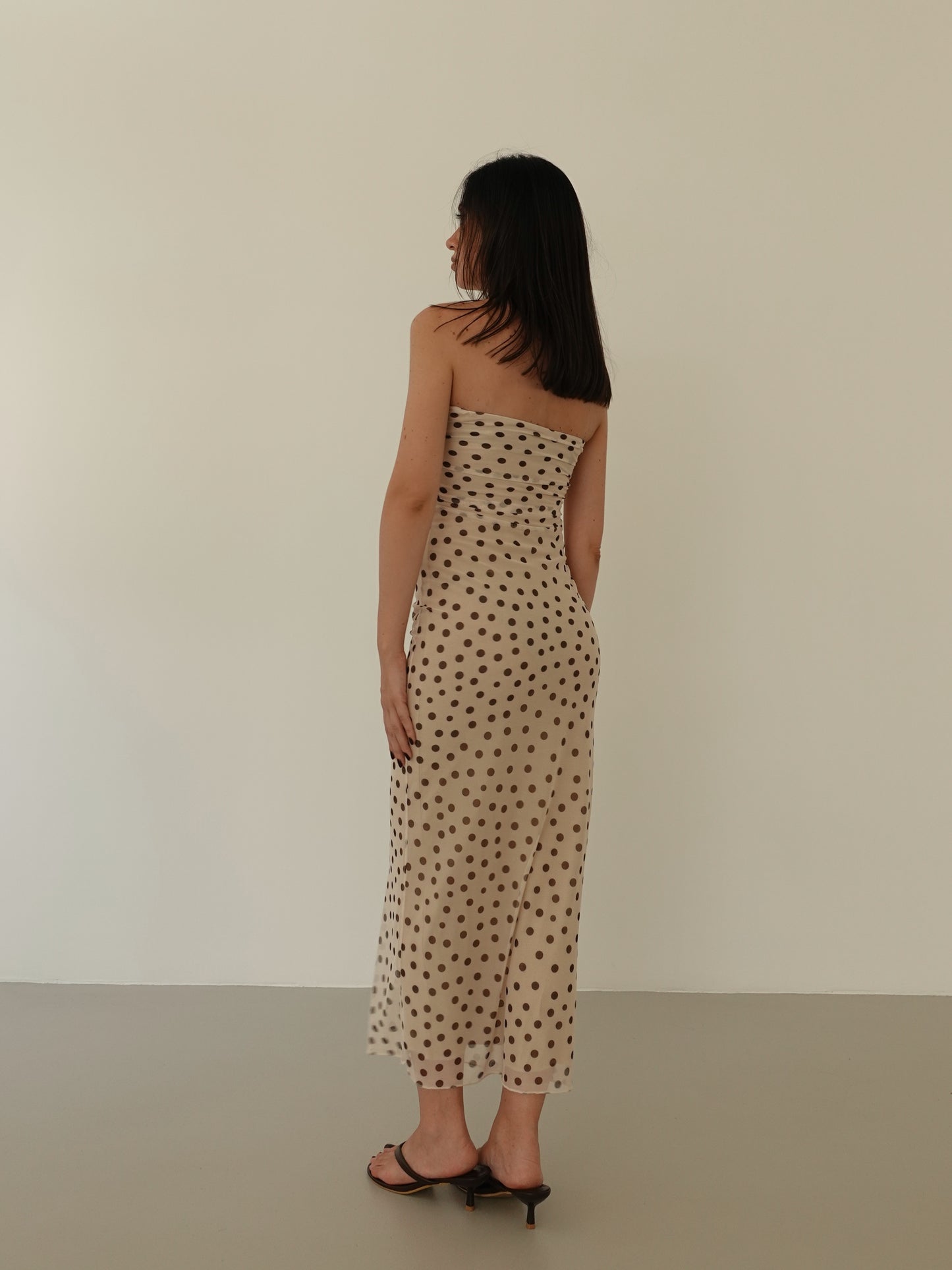LONG DRESS VELATO A POIS - BURRO 13961
