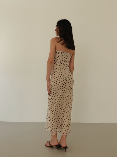 LONG DRESS VELATO A POIS - BURRO 13961