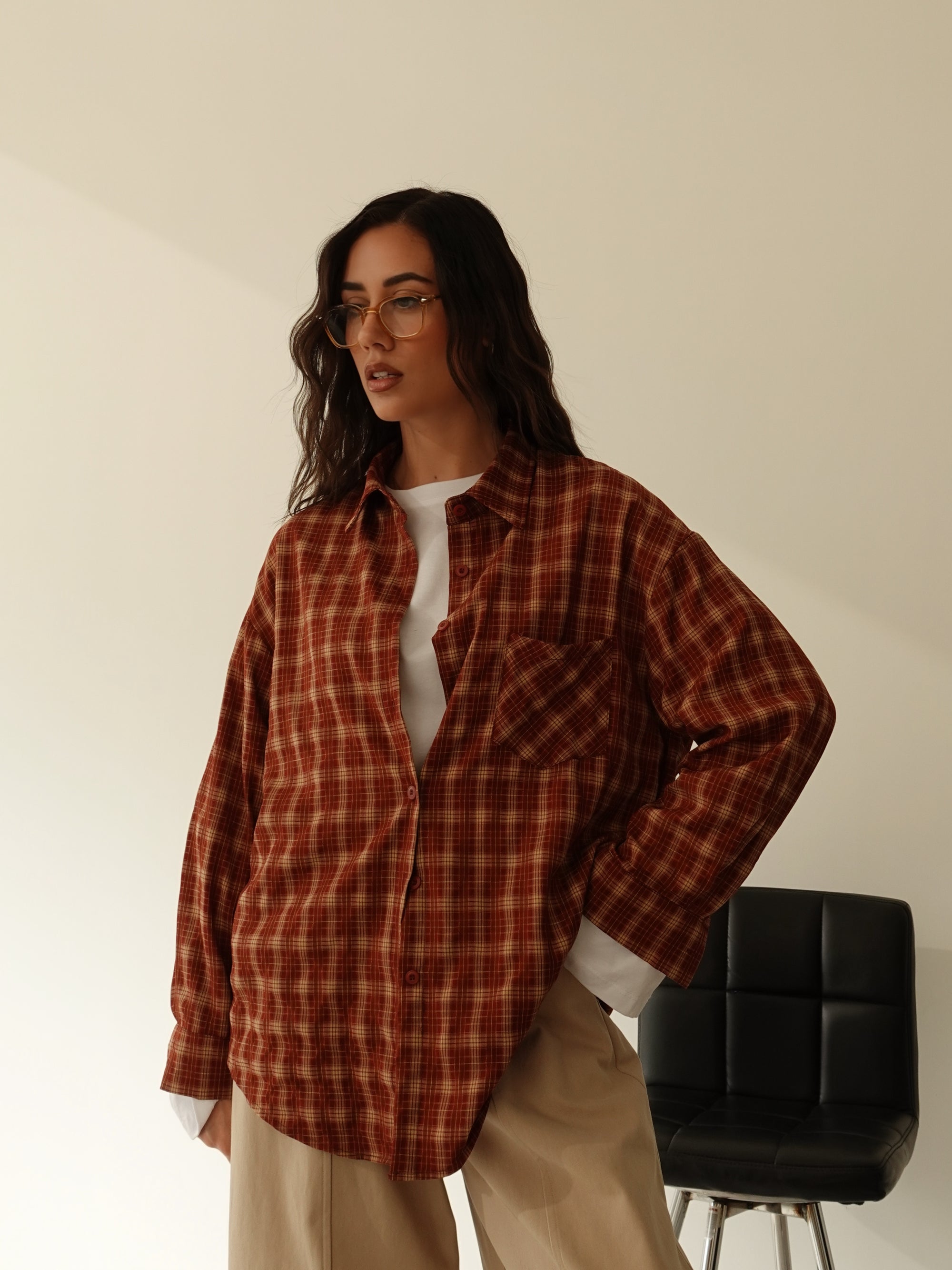 CAMICIA A QUADRI IN COTONE - COCCIO/BEIGE 17310