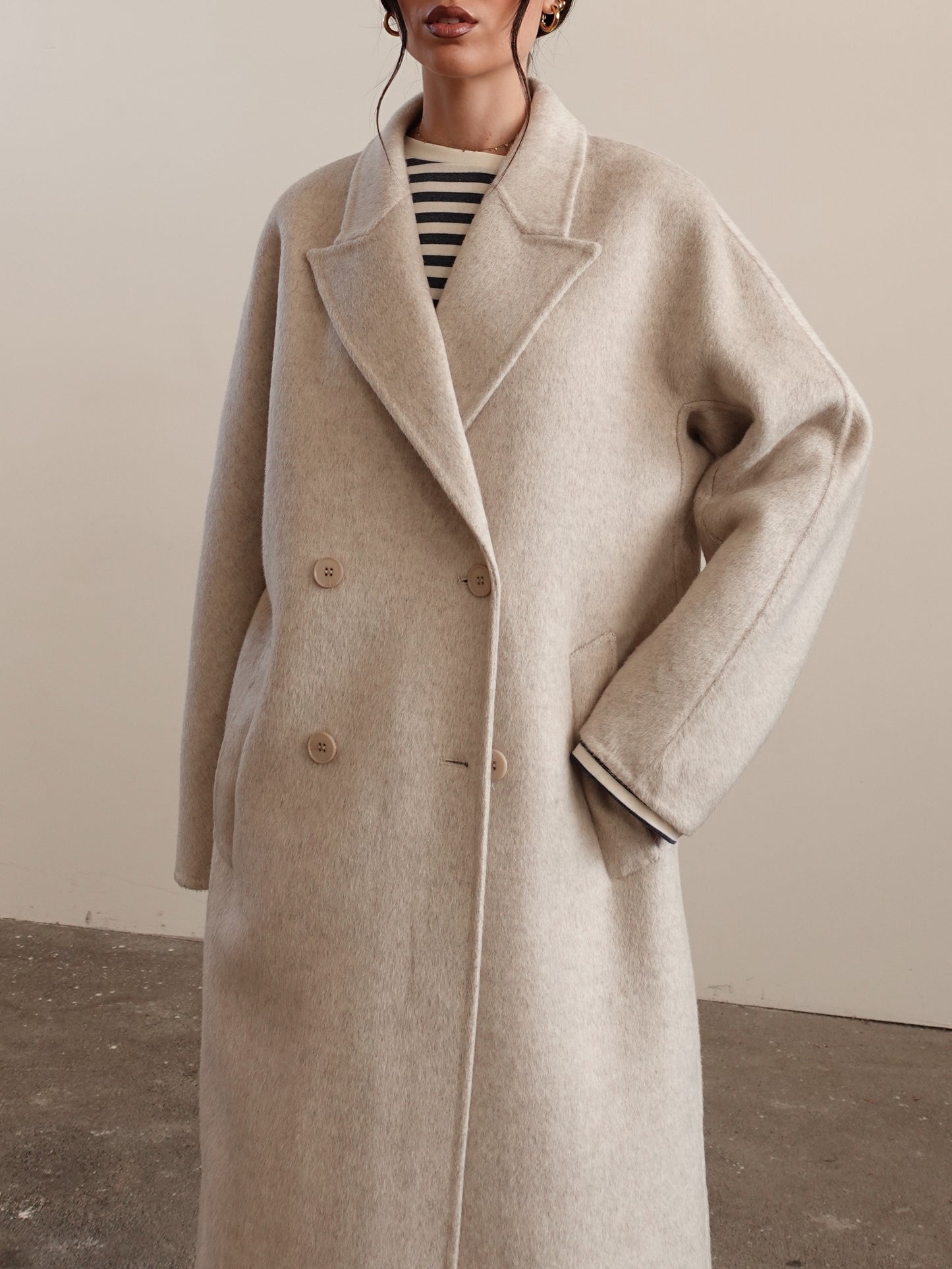 CAPPOTTO OVERSIZE IN LANA - PANNA N05