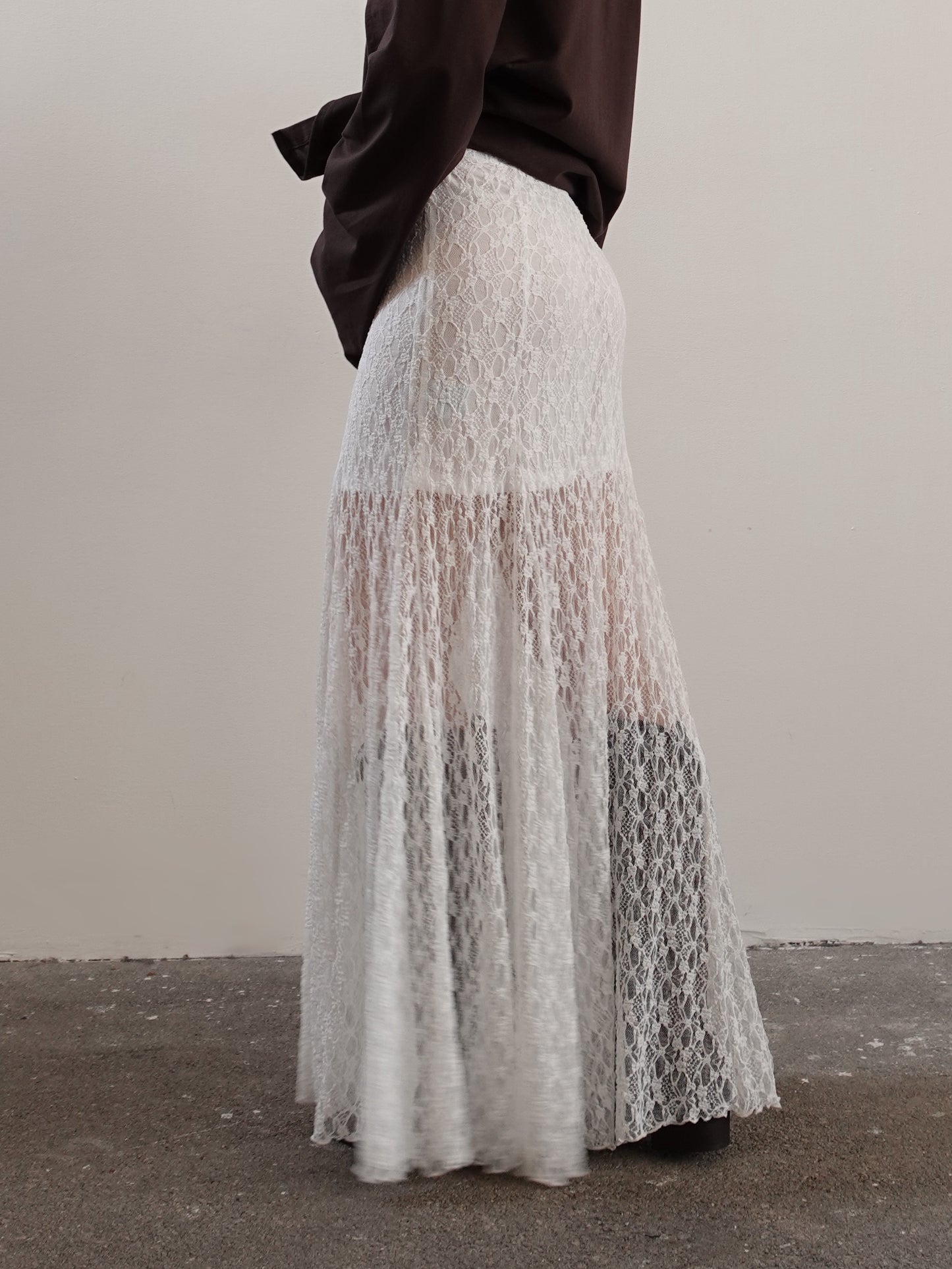 GONNA SEMITRASPARENTE IN PIZZO - BIANCO 1711