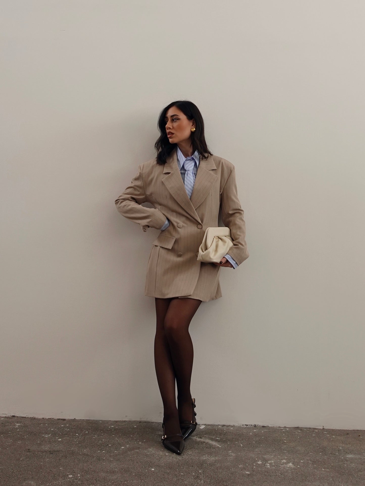 BLAZER DRESS GESSATO - TAUPE 275