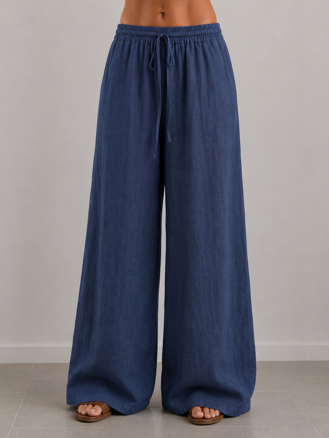 PANTALONI IN LINO - BLU 7299