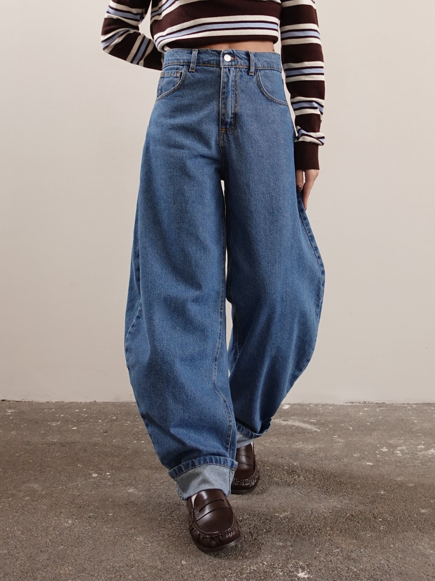 JEANS BALLOON CON PIEGA - LAVAGGIO CHIARO GB026