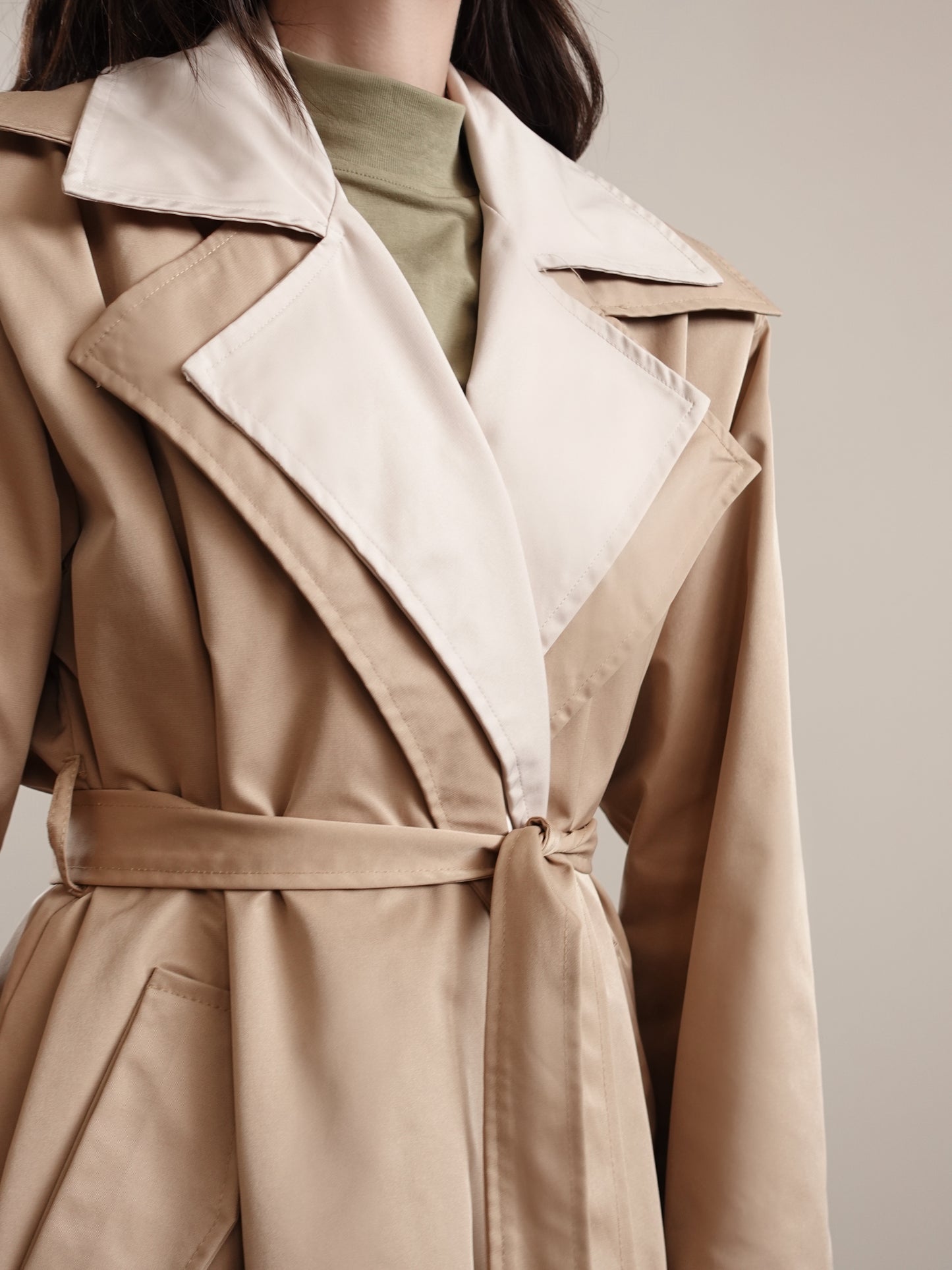 TRENCH LUNGO BICOLOR - CAMEL/BEIGE 25108