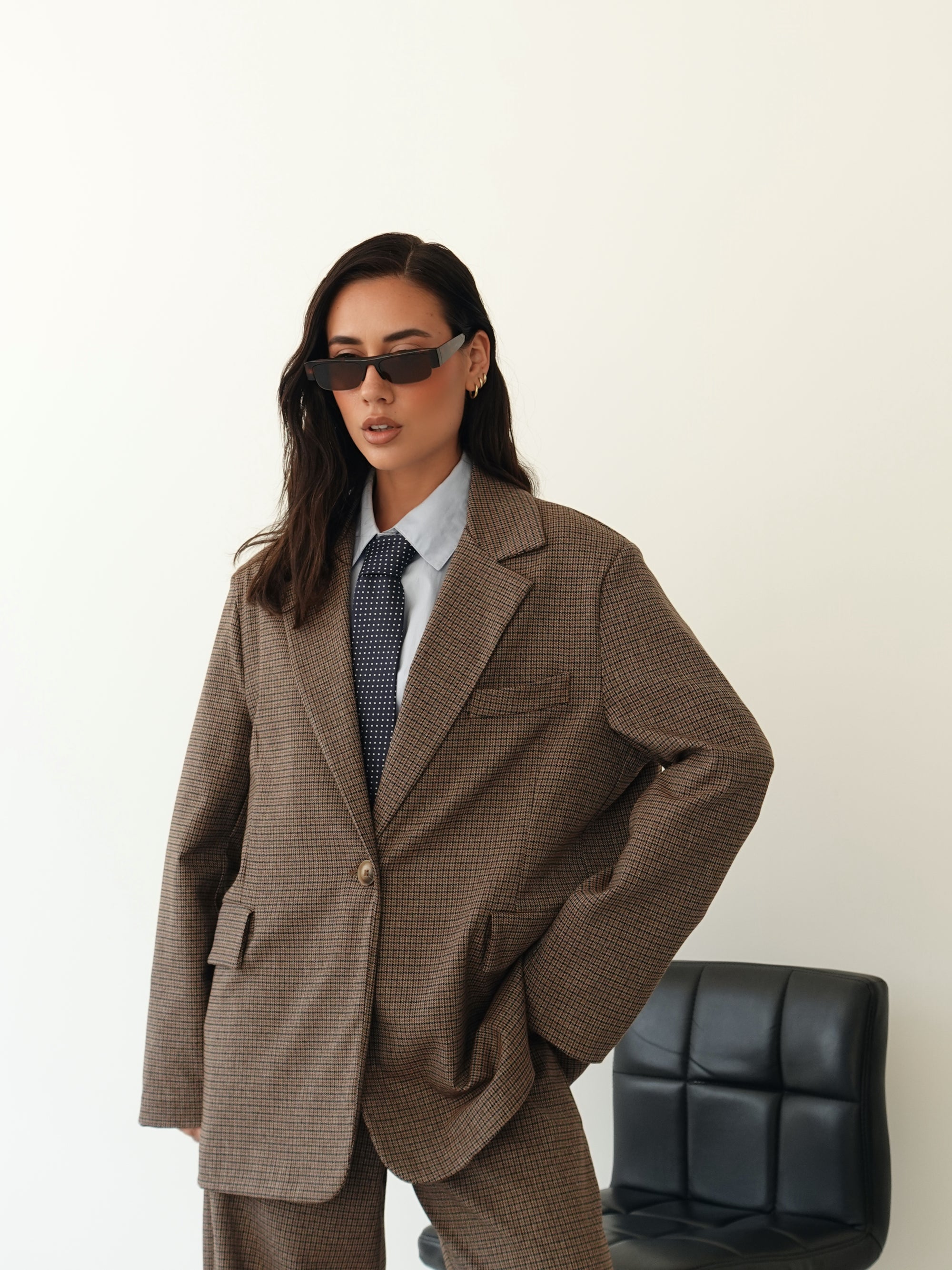 BLAZER OVER PIED DE POULE - SABBIA 9837