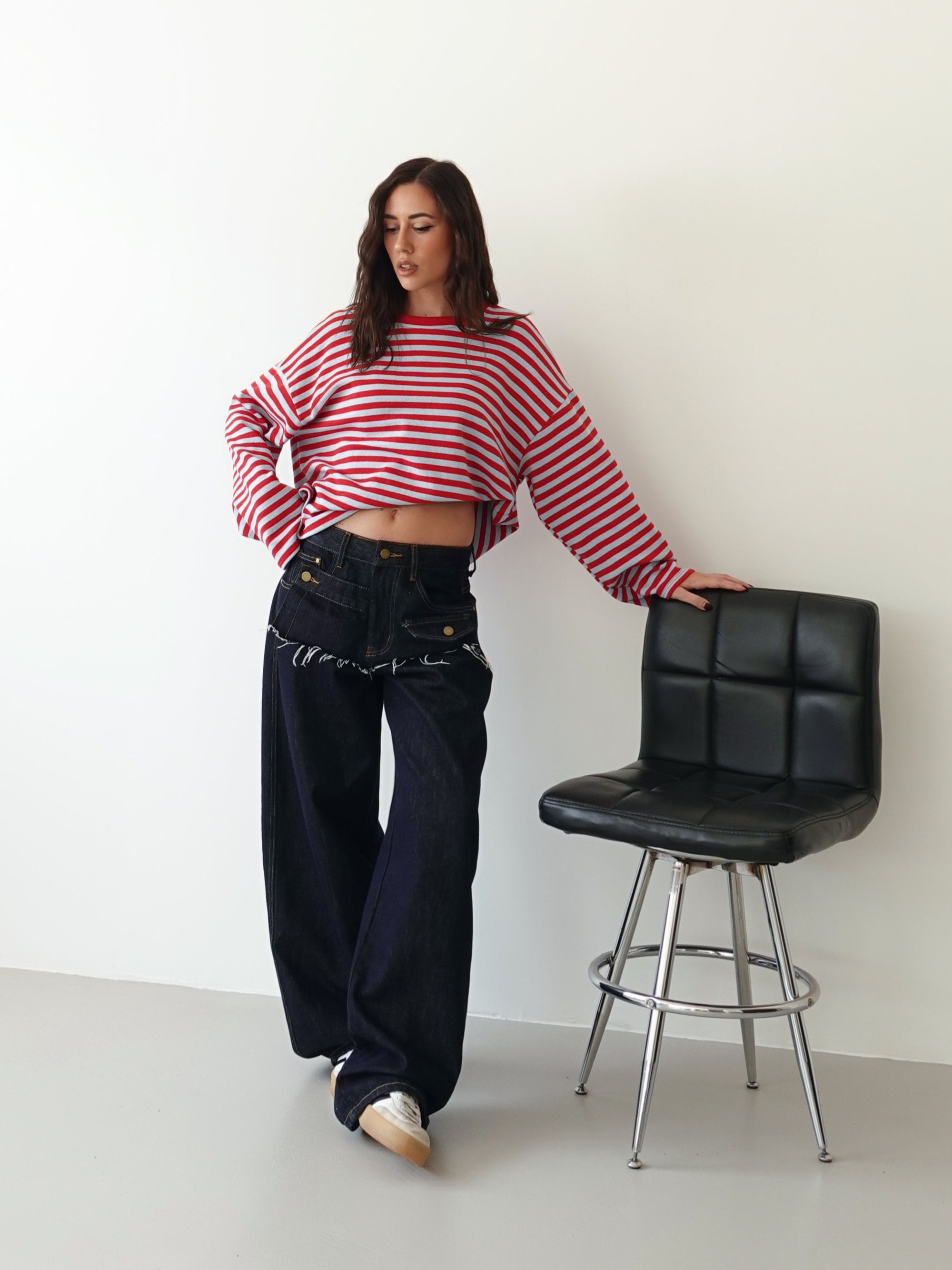 JEANS BAGGY BALLOON DOUBLE WAIST - BLU SCURO 22520