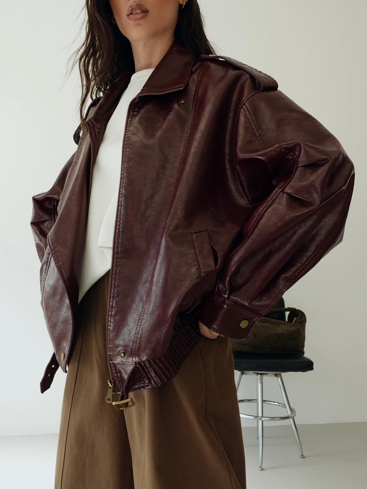 GIACCA OVER MAVERICK IN ECOPELLE - BURGUNDY 30294
