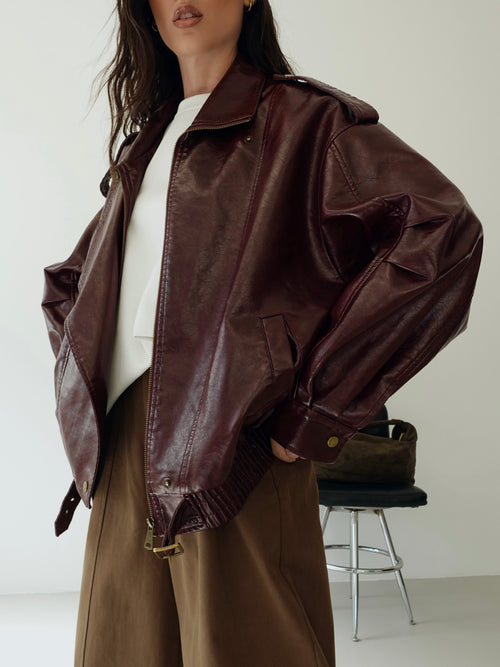 GIACCA OVER MAVERICK IN ECOPELLE - BURGUNDY 30294