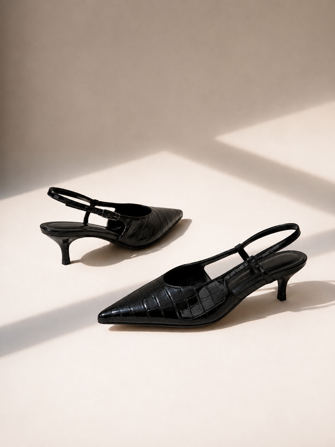 SLINGBACK KITTEN CROCO - NERO M870