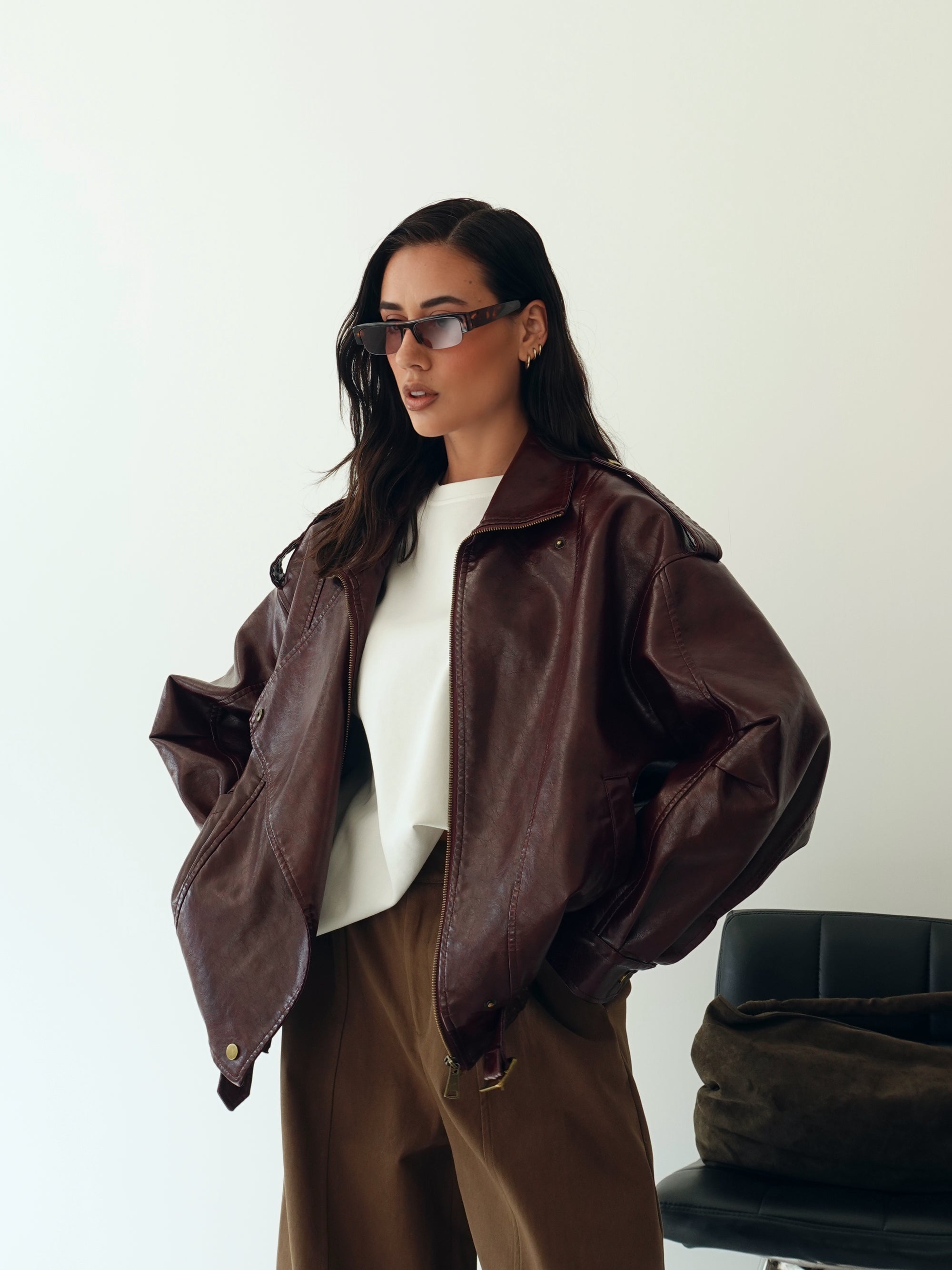 GIACCA OVER MAVERICK IN ECOPELLE - BURGUNDY 30294