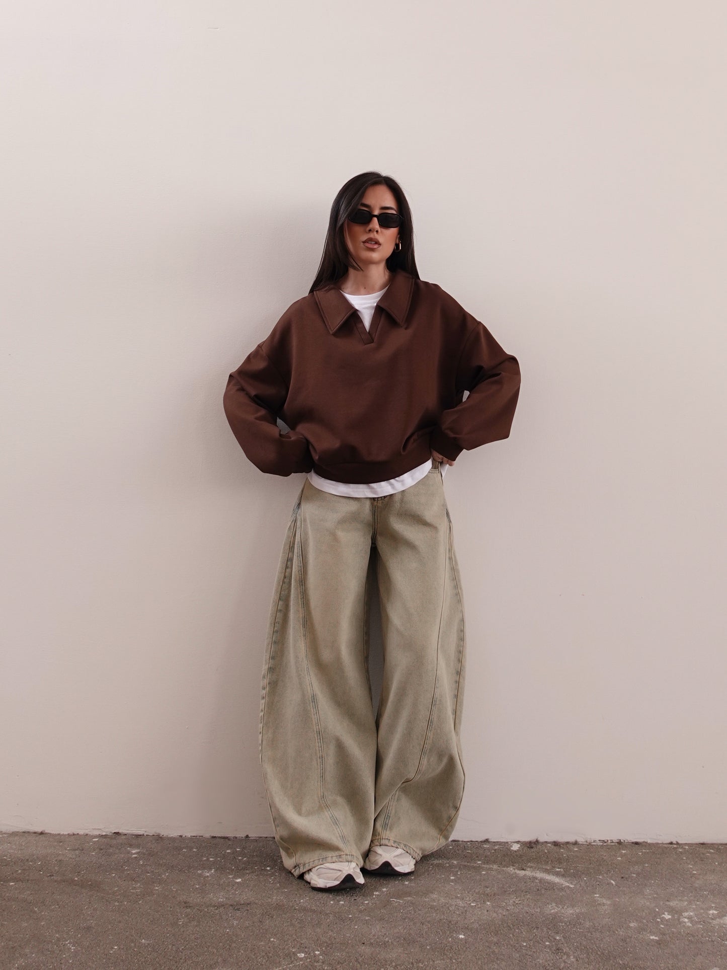 POLO CON T-SHIRT INTERNA - MARRONE 16198