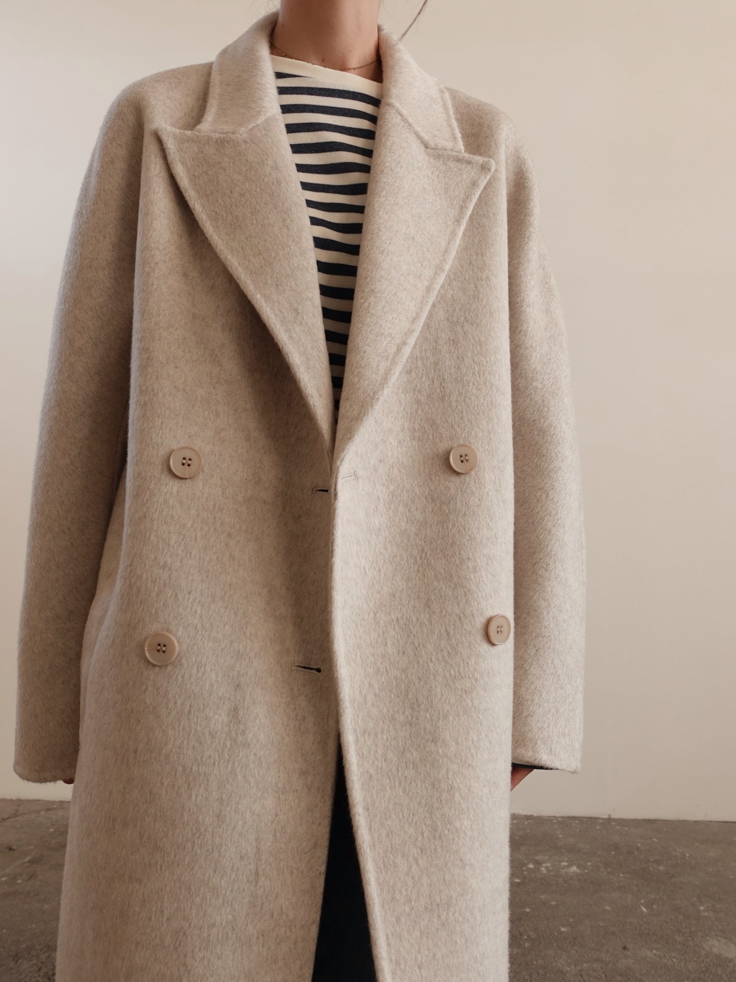 CAPPOTTO OVERSIZE IN LANA - PANNA N05