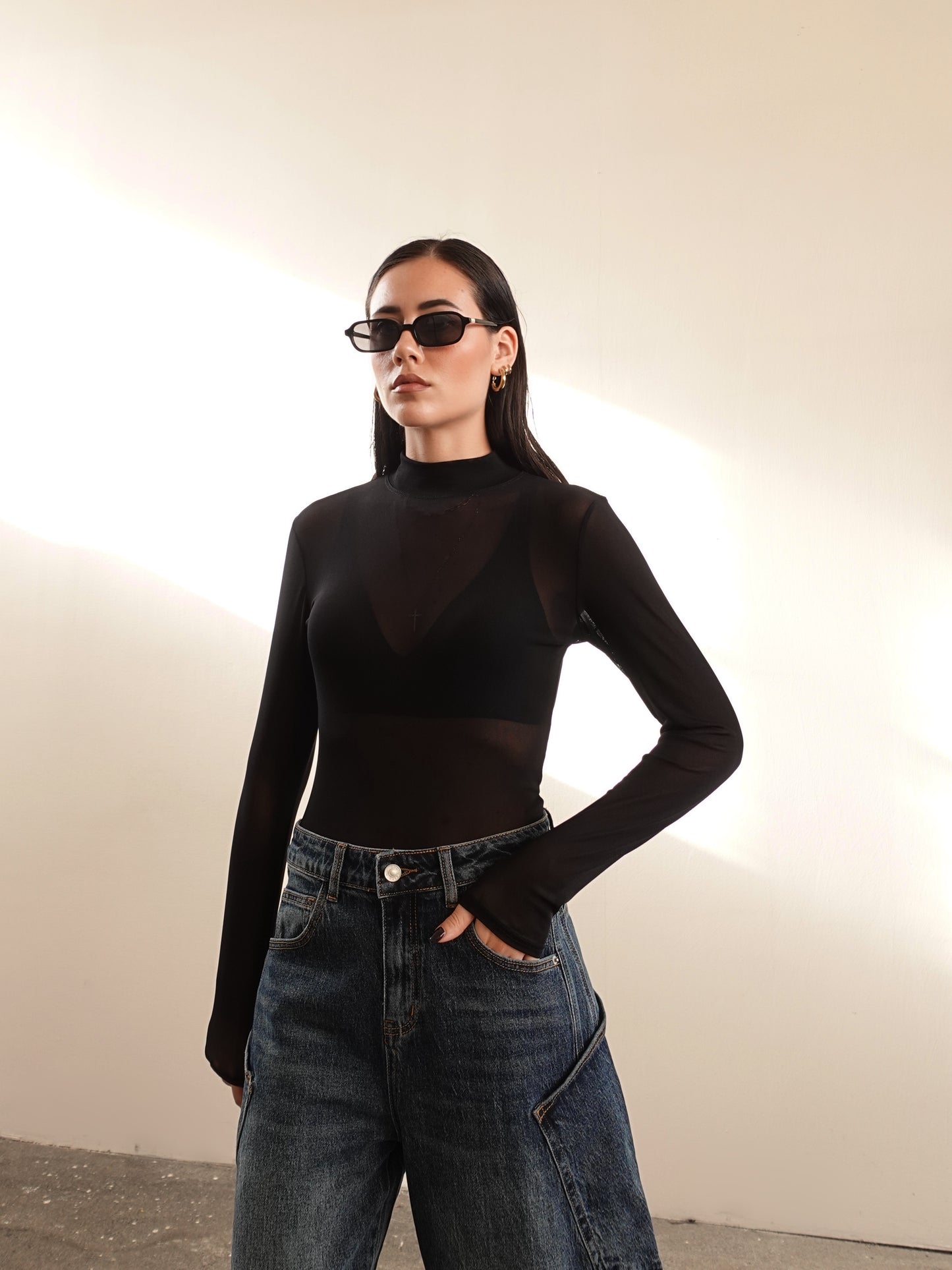 BODY VELATO MEZZO COLLO - NERO 1328