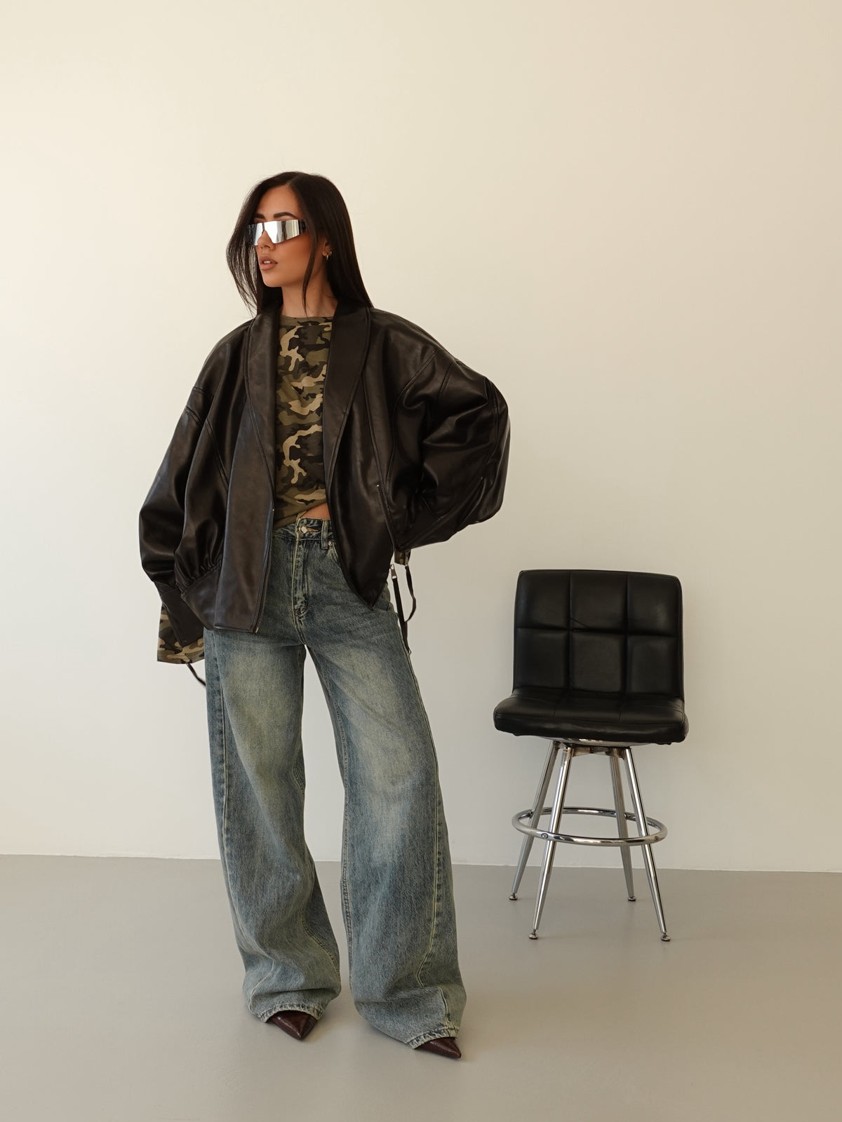 BOMBER SHIBUYA OVERSIZE IN ECOPELLE - CIOCCOLATO HAR036