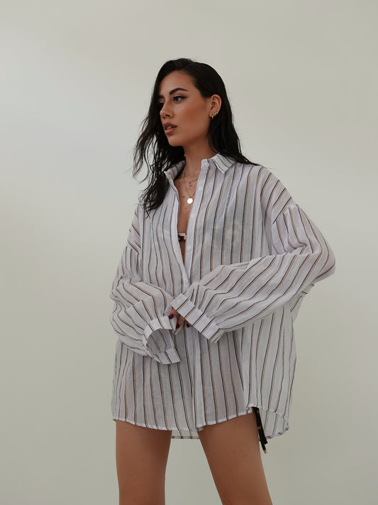 CAMICIA A RIGHE SUNSET - BIANCO 19500