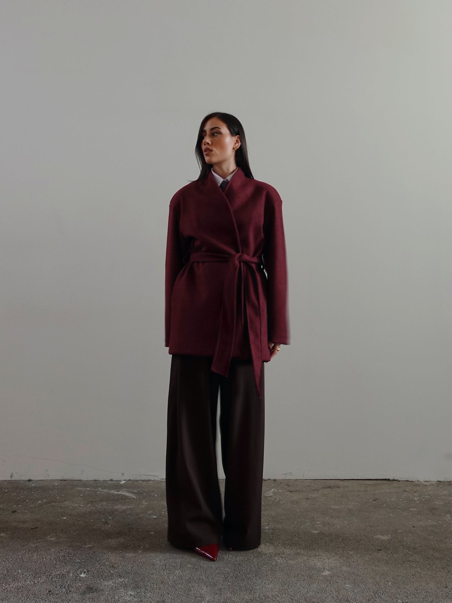 PANTALONI PALAZZO CON CINTURA - MARRONE 773