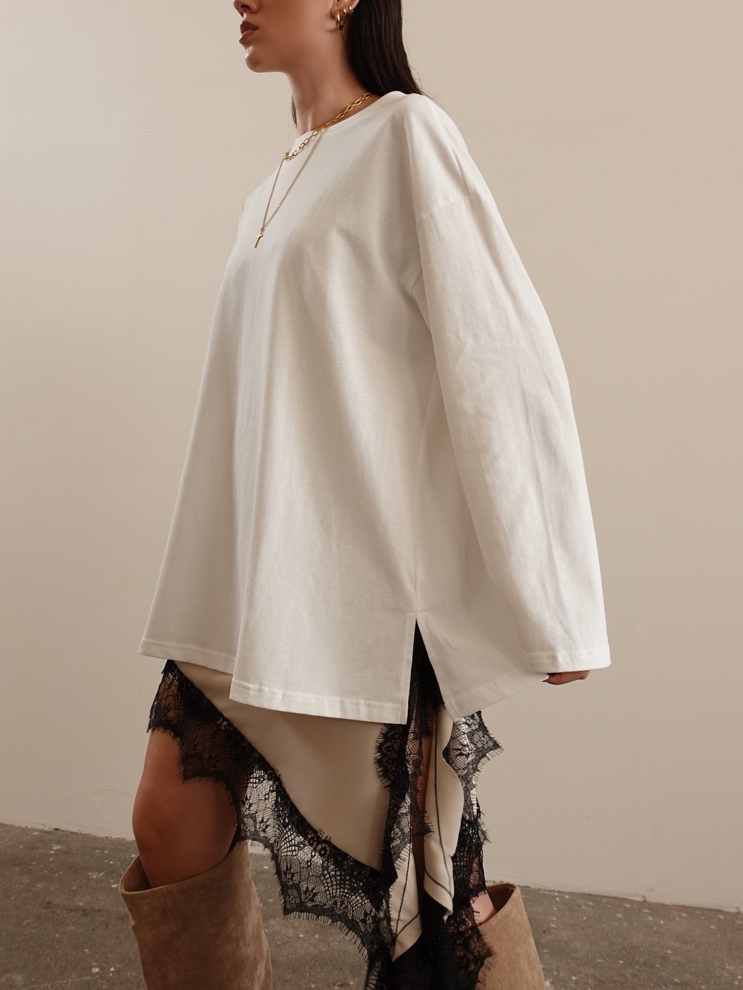 LONG-SLEEVE IN COTONE - BIANCO 3205
