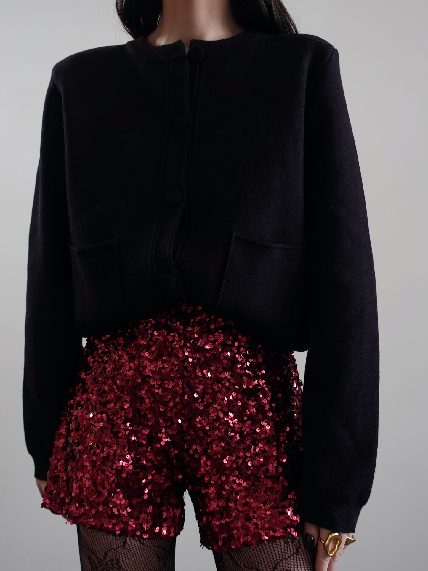 CARDIGAN CON SPALLINE - NERO 269