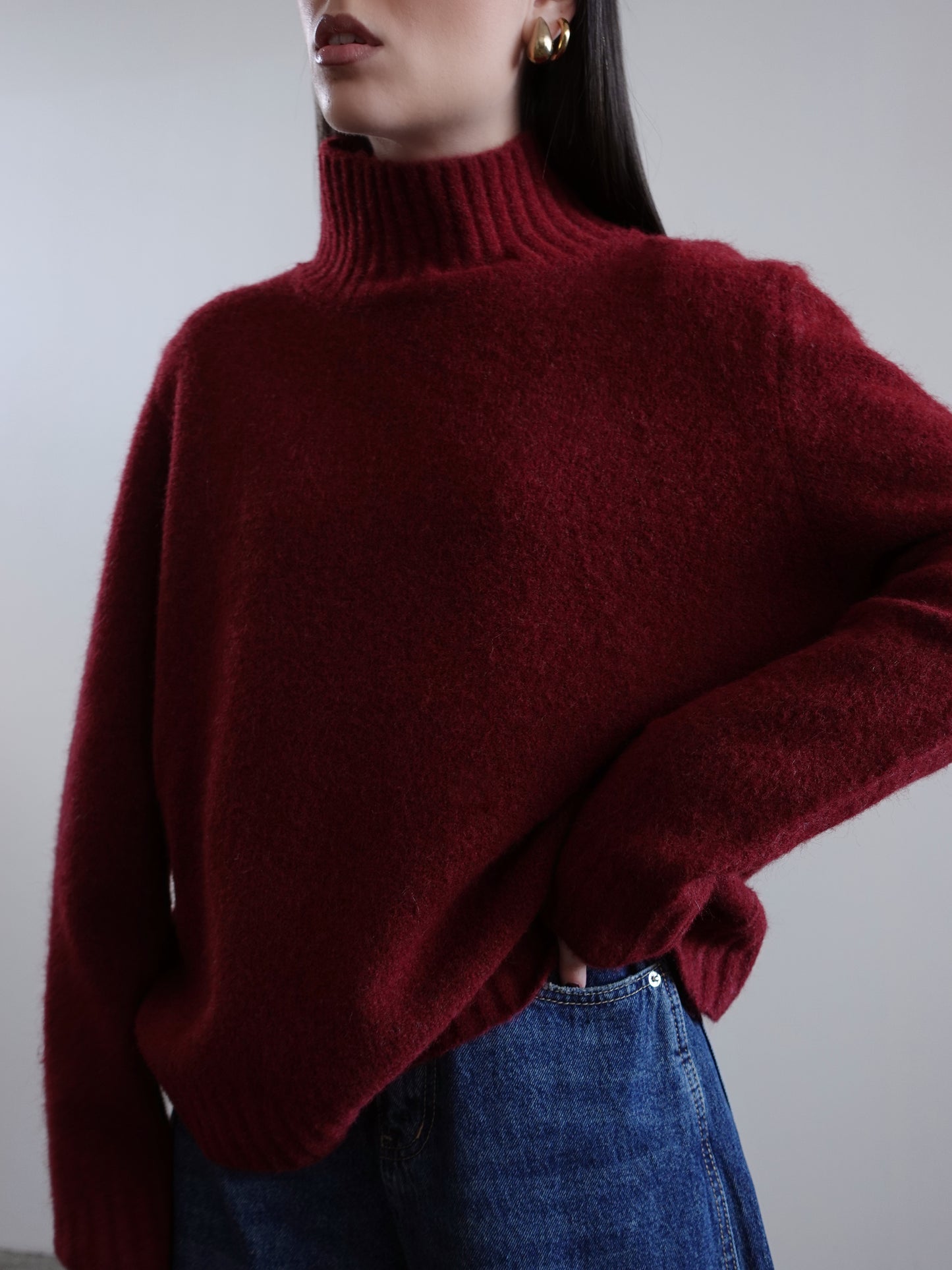 MAGLIONE COLOR IN LANA - BORDEAUX 4543