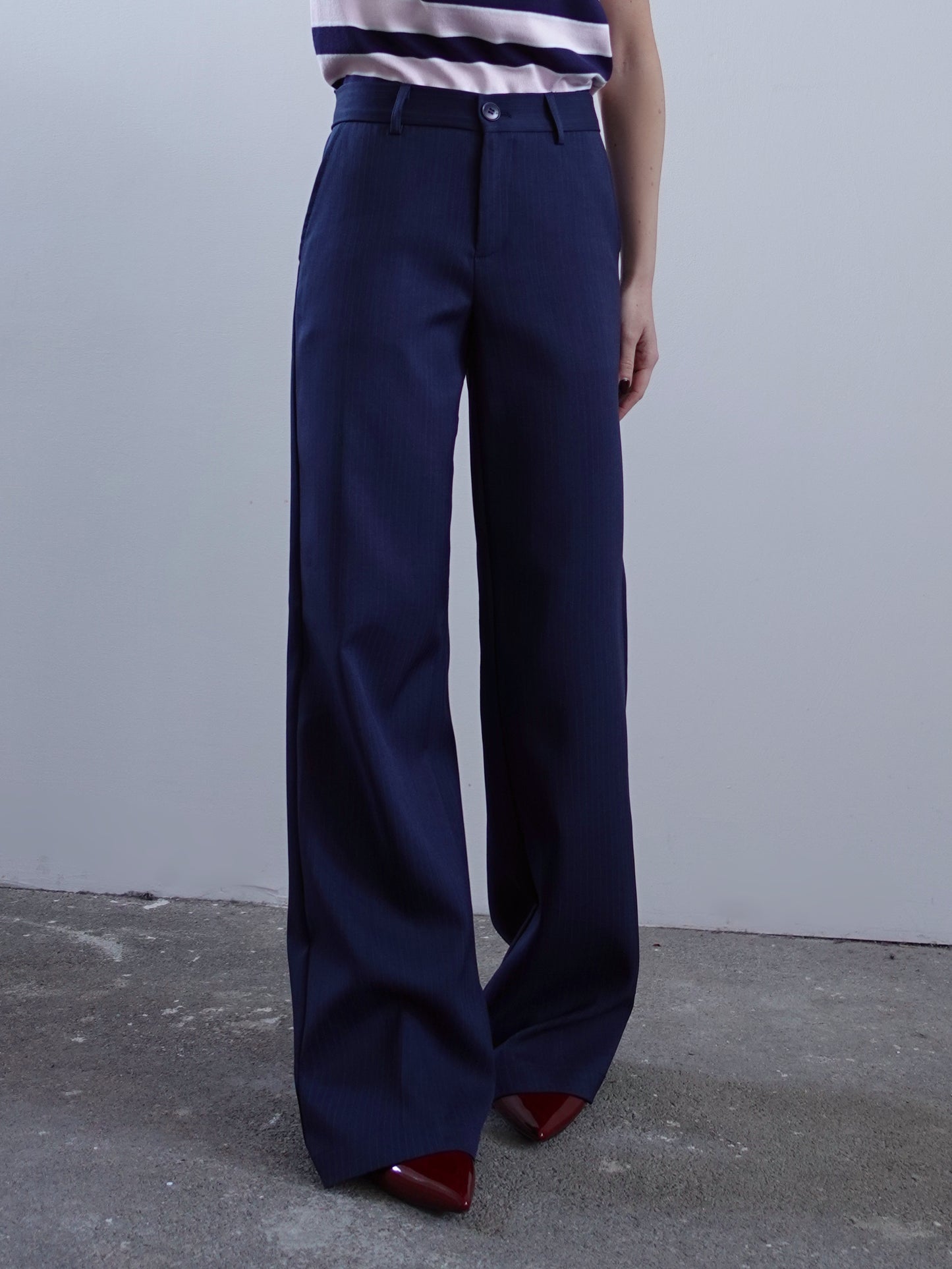 PANTALONI GESSATI ALTHAEA - BLU 3177