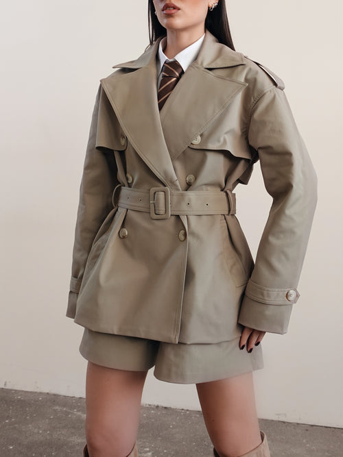GIACCA TRENCH JANE CON CINTURA - KHAKI 7126