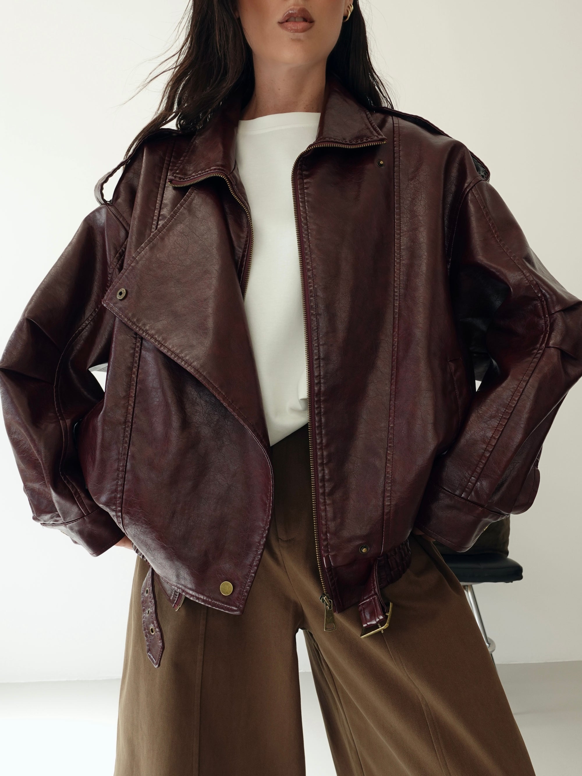 GIACCA OVER MAVERICK IN ECOPELLE - BURGUNDY 30294
