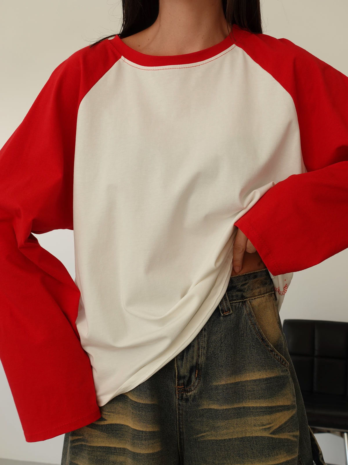 LONG-SLEEVE BICOLOR - ROSSO F1817