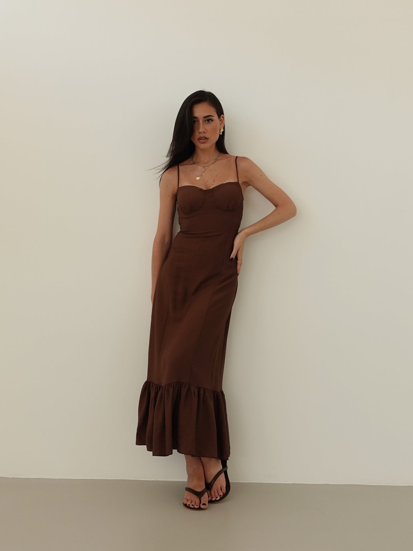 DRESS PLAYA CON COPPETTE - MARRONE 7071