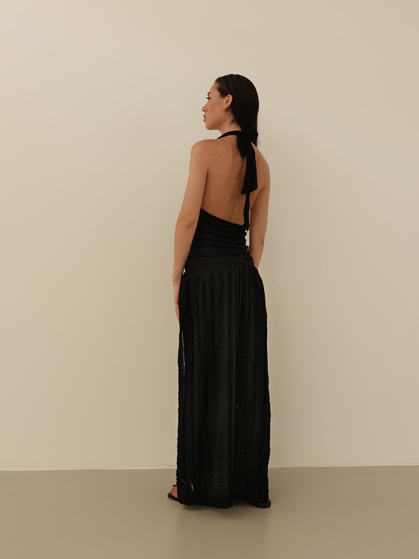 LONG DRESS CREPON - NERO 7519