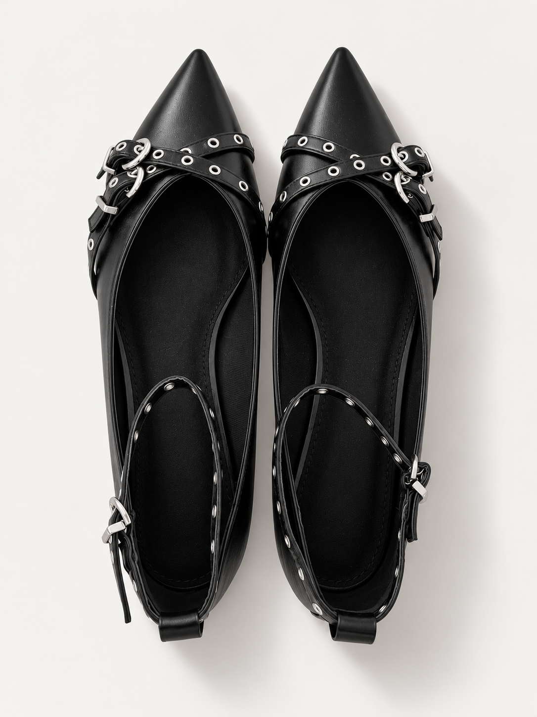 BALLERINA CON CINTURINI BORCHIATI - NERO 5195
