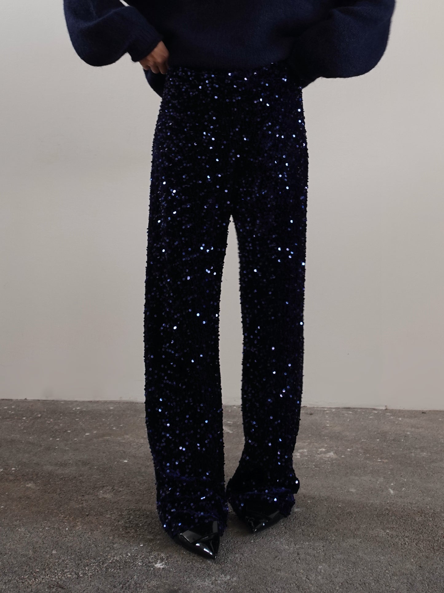 PANTALONI IN CINIGLIA CON PAILLETTES - BLU 10460