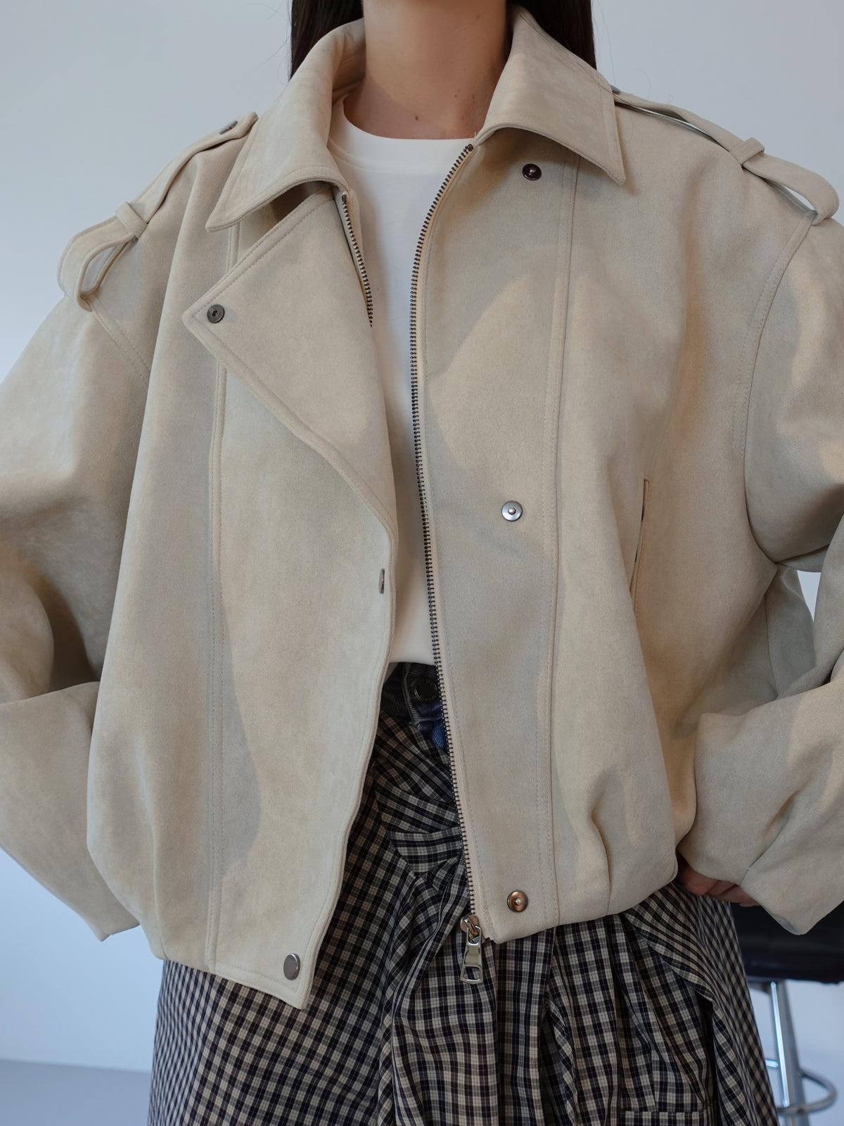 GIACCA BIKER SCAMOSCIATA - BEIGE 262227