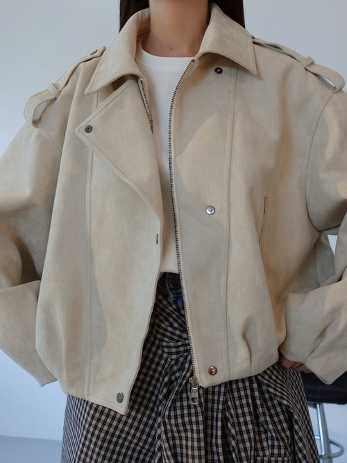 GIACCA BIKER SCAMOSCIATA - BEIGE 262227