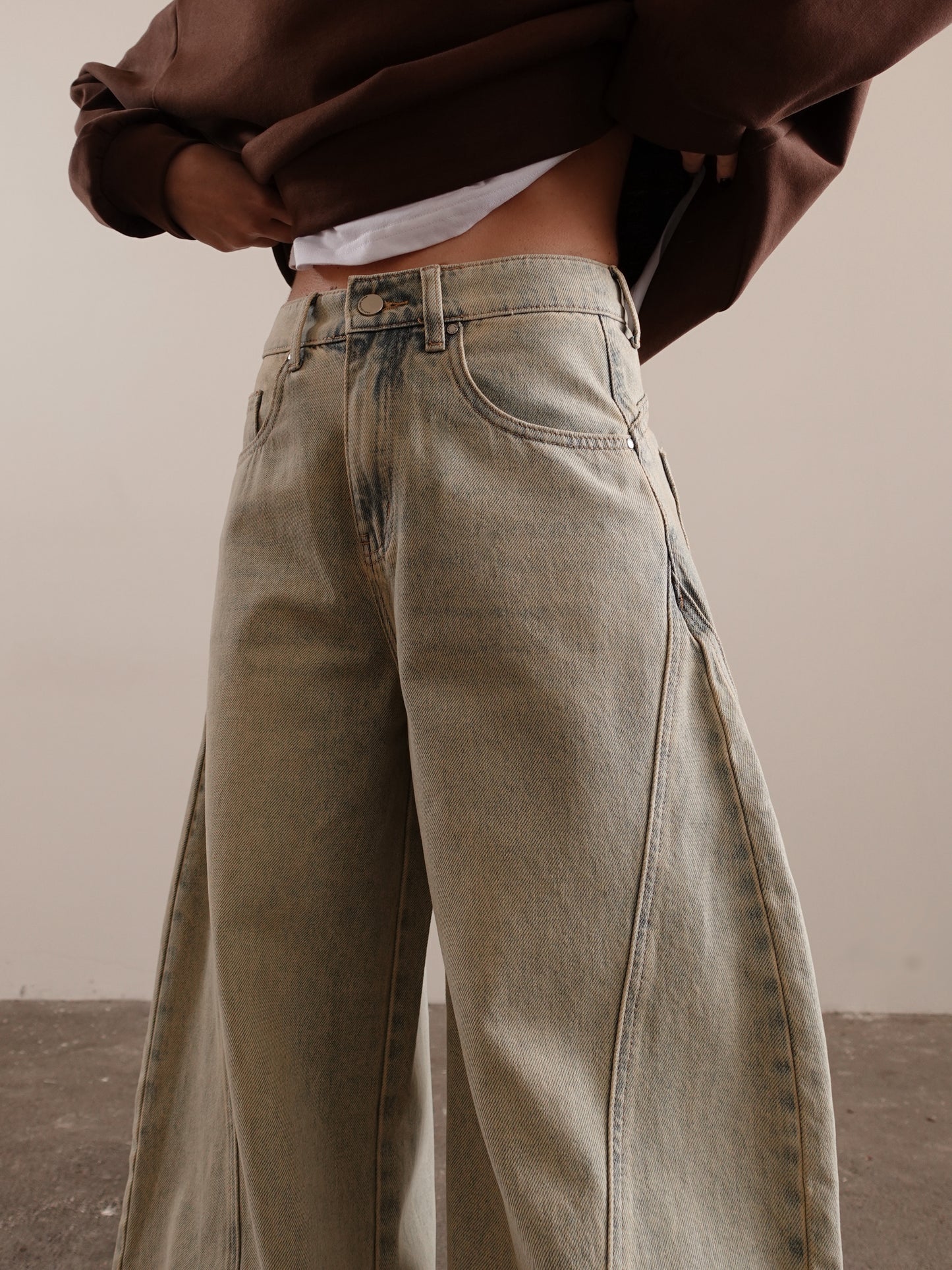 JEANS BARREL SABBIATO - BEIGE 5146