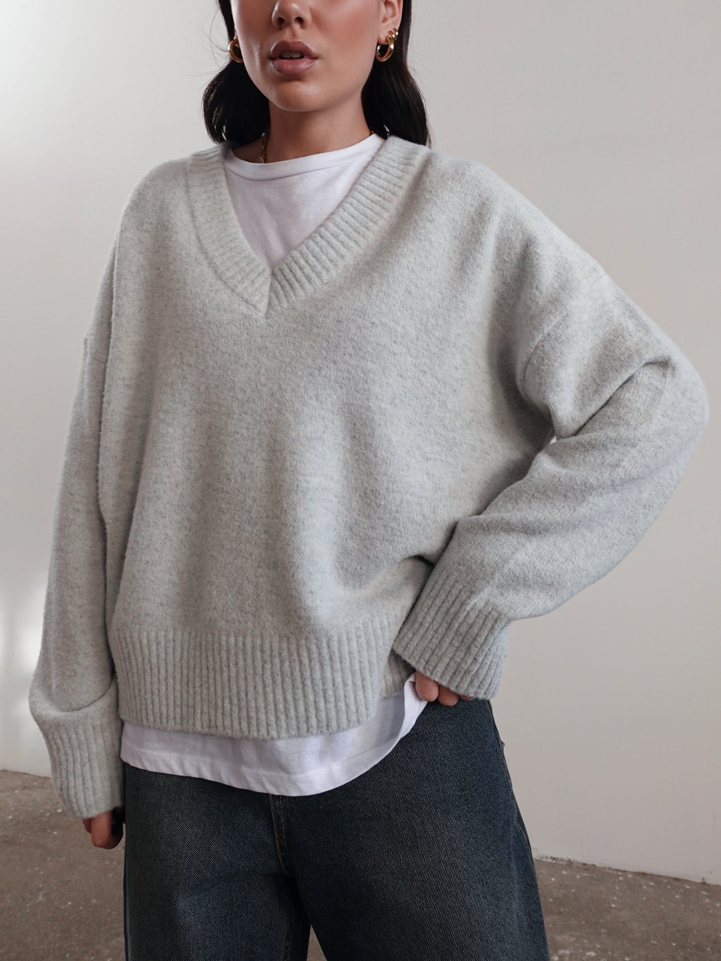 MAGLIONCINO IN VISCOSA & LANA SCOLLO V (+ COLORI) 63784