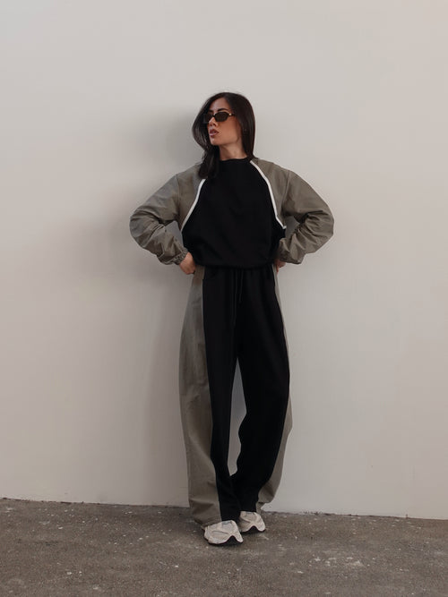 COORDINATO TUTA MUNICH BICOLOR - NERO/KHAKI 19369