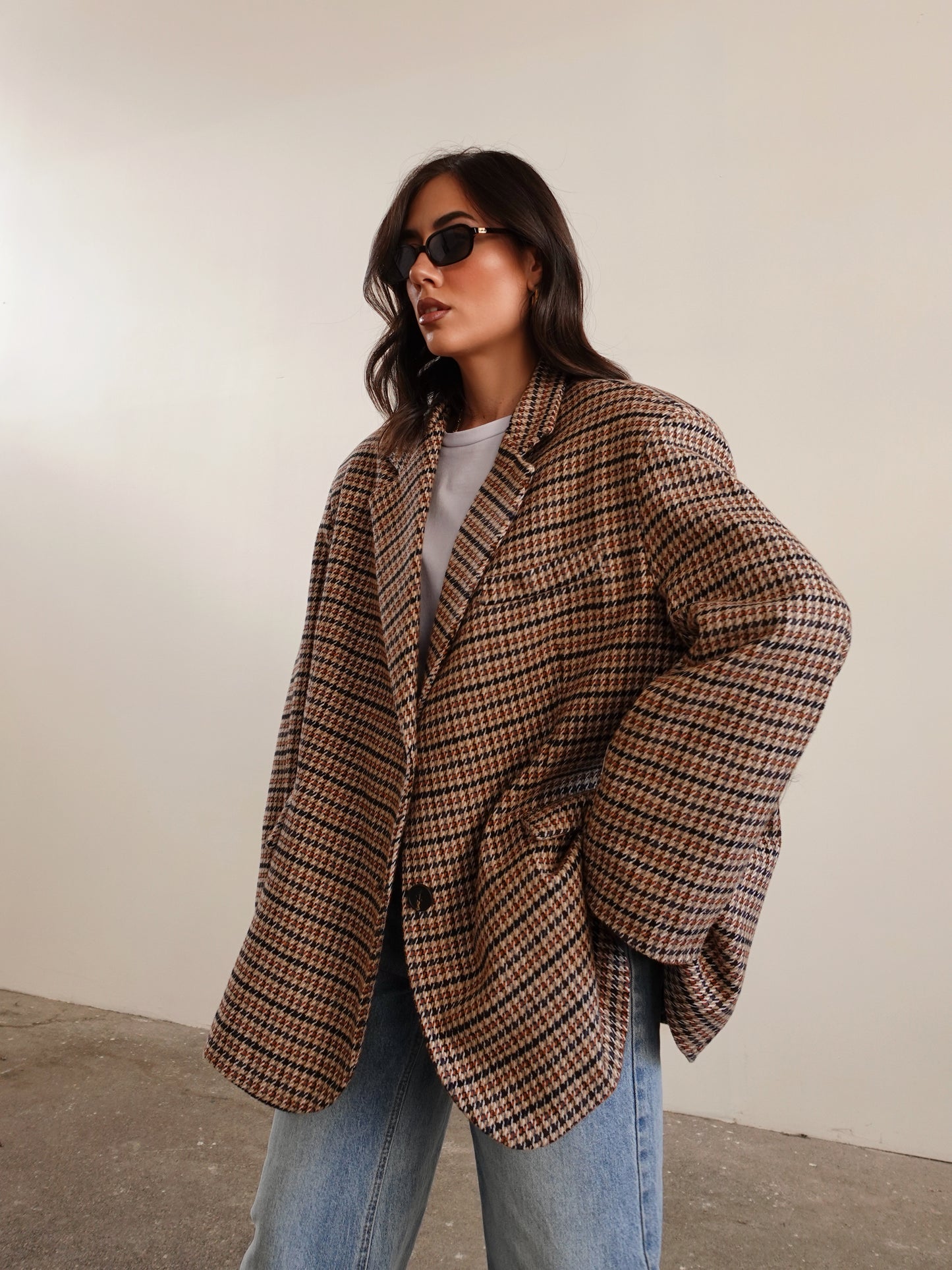 GIACCA/CAPPOTTO PIED DE POULE - BEIGE/COCCIO GC-02