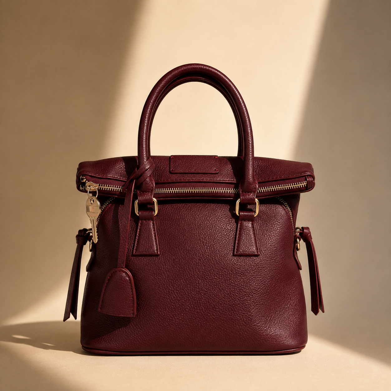 BAULETTO STRUTTURATO CON DOPPIO MANICO - BURGUNDY