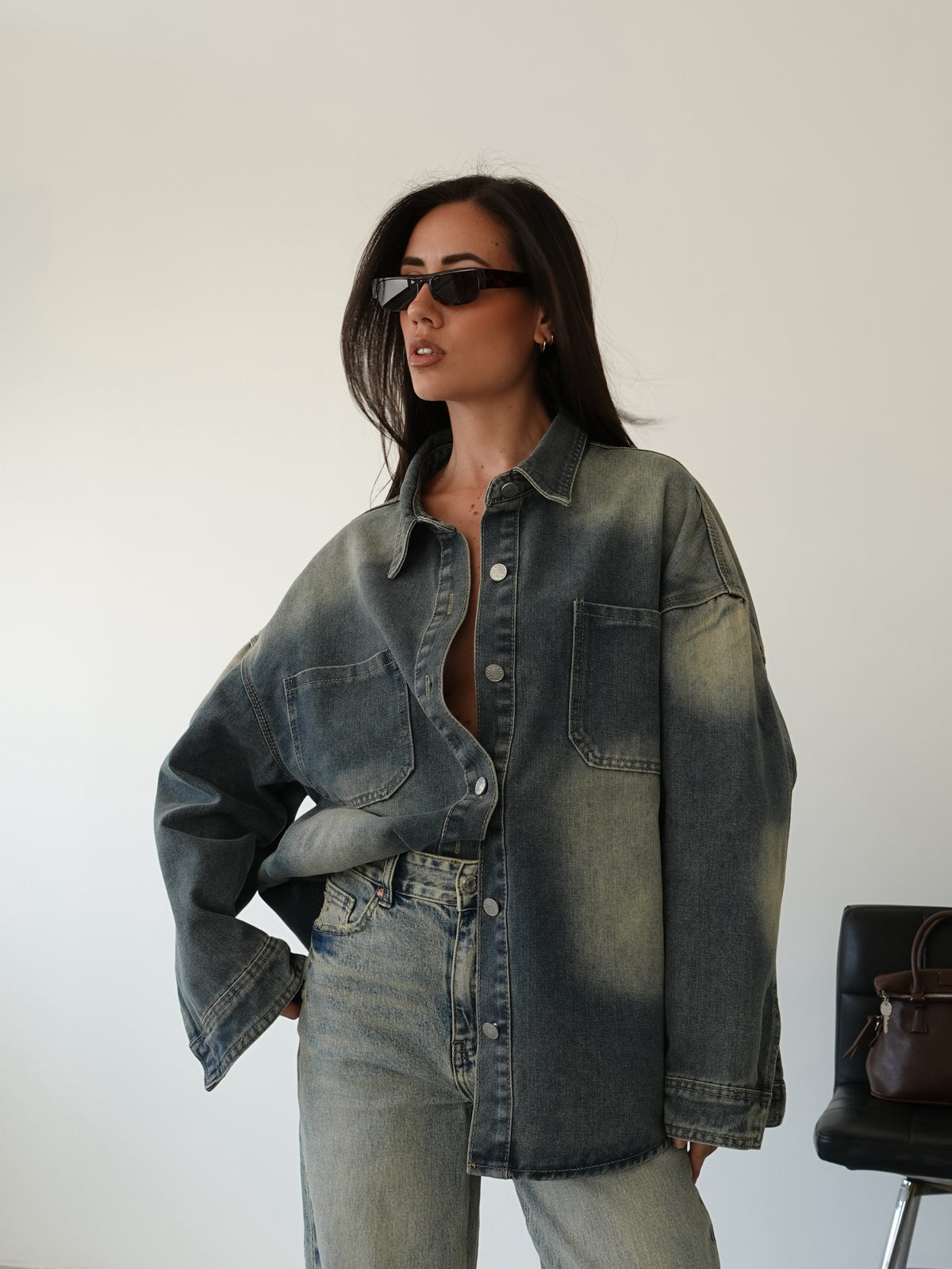 GIACCA IN DENIM SABBIATO - BLUE JEANS 76355