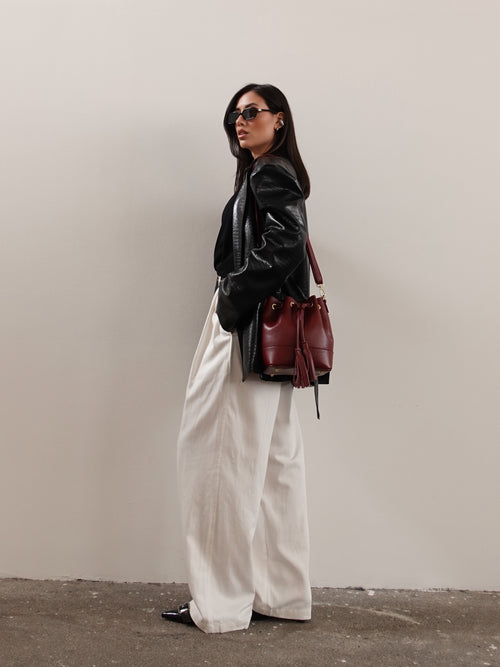 PANTALONI CARROT FIT CON CINTURA - BIANCO 14737